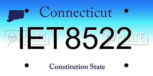 IET8522 Connecticut License Plate