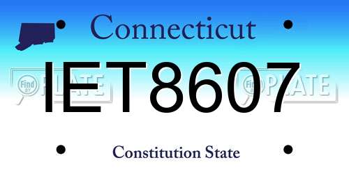 IET8607 Connecticut License Plate