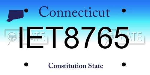 IET8765 Connecticut License Plate