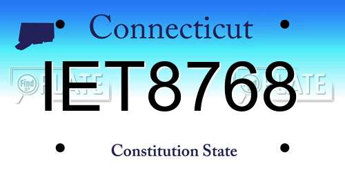 IET8768 Connecticut License Plate