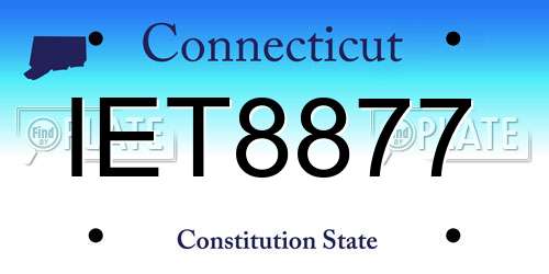 IET8877 Connecticut License Plate