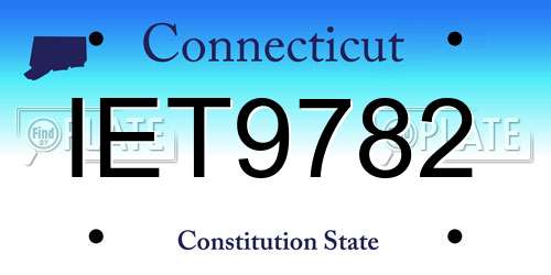 IET9782 Connecticut License Plate