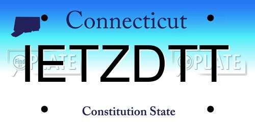 IETZDTT Connecticut License Plate