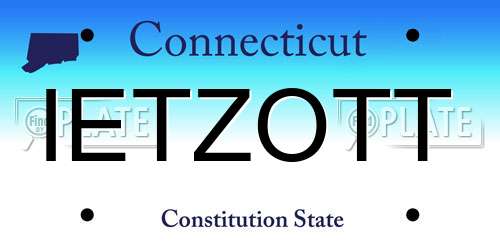 IETZOTT Connecticut License Plate