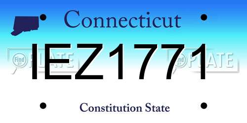 IEZ1771 Connecticut License Plate