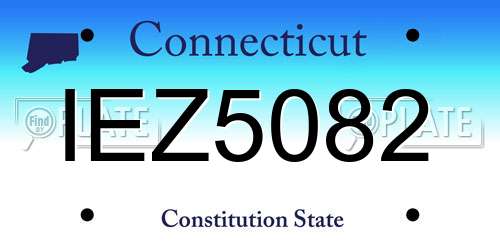 IEZ5082 Connecticut License Plate