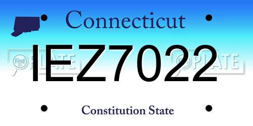 IEZ7022 Connecticut License Plate