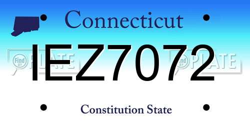 IEZ7072 Connecticut License Plate