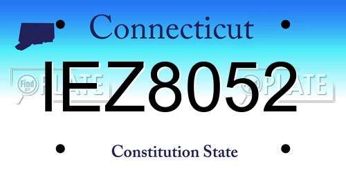 IEZ8052 Connecticut License Plate