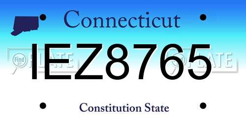 IEZ8765 Connecticut License Plate