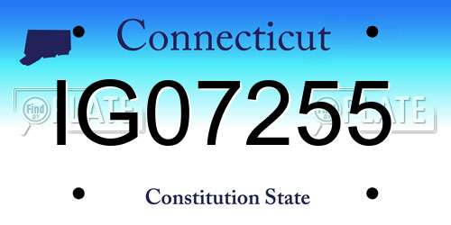 IG07255 Connecticut License Plate