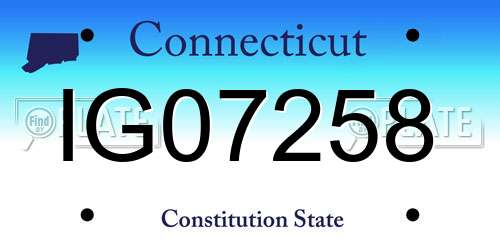 IG07258 Connecticut License Plate
