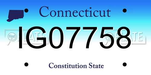 IG07758 Connecticut License Plate