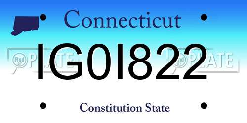 IG0I822 Connecticut License Plate