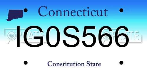 IG0S566 Connecticut License Plate