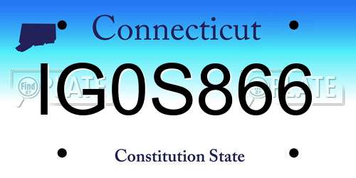IG0S866 Connecticut License Plate