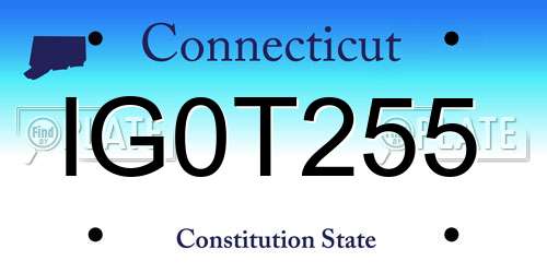 IG0T255 Connecticut License Plate