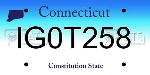 IG0T258 Connecticut License Plate