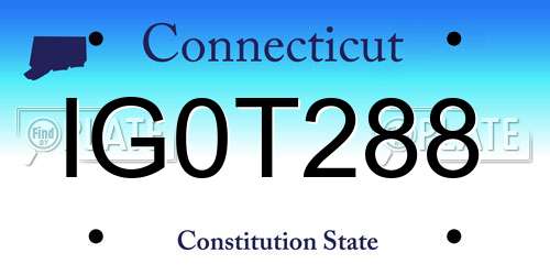 IG0T288 Connecticut License Plate