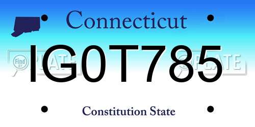 IG0T785 Connecticut License Plate