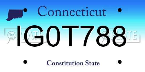 IG0T788 Connecticut License Plate