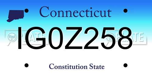 IG0Z258 Connecticut License Plate