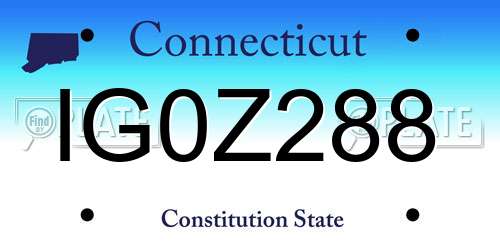 IG0Z288 Connecticut License Plate