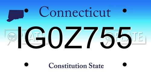 IG0Z755 Connecticut License Plate