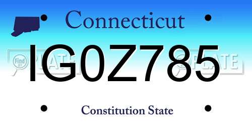 IG0Z785 Connecticut License Plate