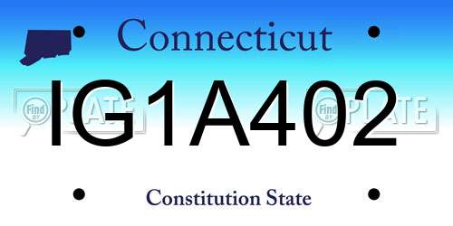 IG1A402 Connecticut License Plate