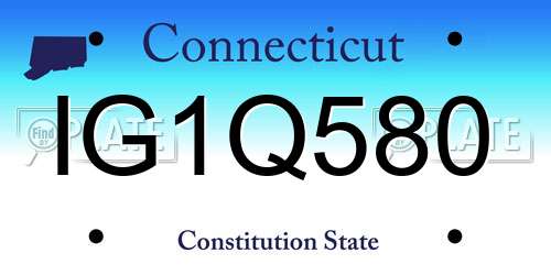 IG1Q580 Connecticut License Plate