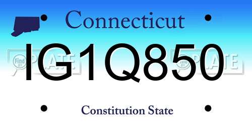 IG1Q850 Connecticut License Plate