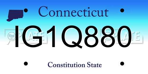 IG1Q880 Connecticut License Plate