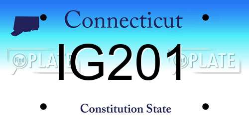 IG201 Connecticut License Plate
