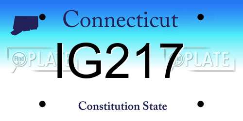 IG217 Connecticut License Plate