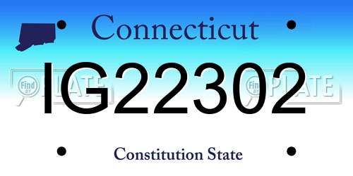 IG22302 Connecticut License Plate