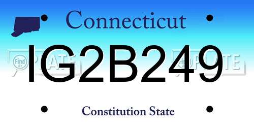 IG2B249 Connecticut License Plate