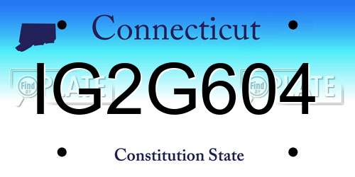 IG2G604 Connecticut License Plate