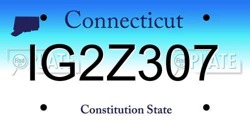 IG2Z307 Connecticut License Plate