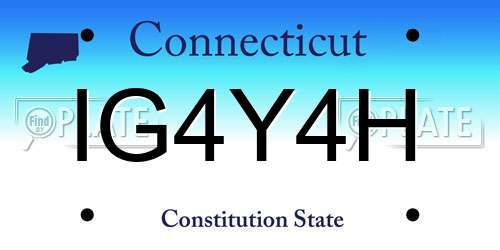 IG4Y4H Connecticut License Plate