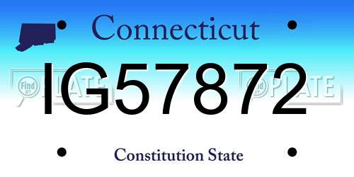 IG57872 Connecticut License Plate