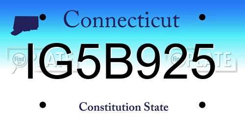 IG5B925 Connecticut License Plate