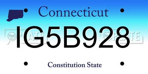 IG5B928 Connecticut License Plate