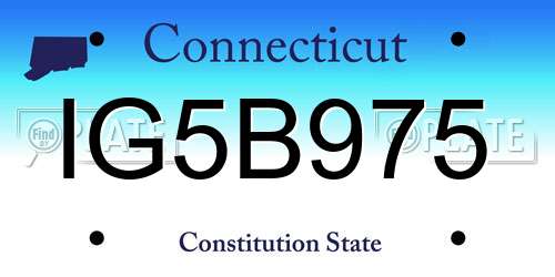 IG5B975 Connecticut License Plate