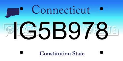 IG5B978 Connecticut License Plate