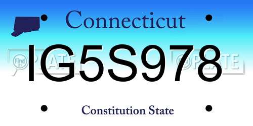 IG5S978 Connecticut License Plate