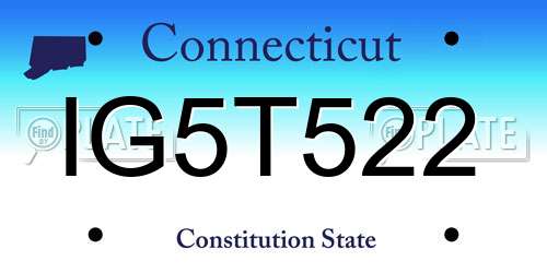 IG5T522 Connecticut License Plate