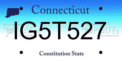 IG5T527 Connecticut License Plate