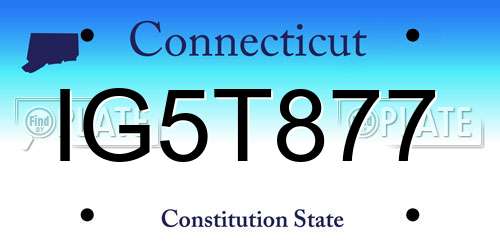 IG5T877 Connecticut License Plate