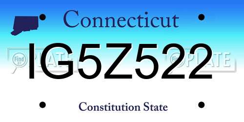 IG5Z522 Connecticut License Plate